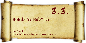 Bokán Béla névjegykártya