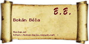 Bokán Béla névjegykártya